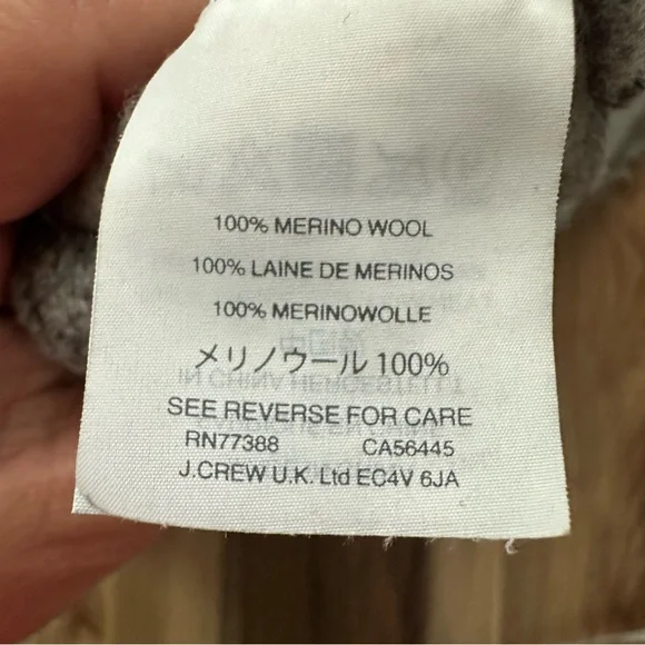 Madewell 100% Merino Wool Fringe Stripe Sweater Gray XS Boxy Cropped - Picture 9 of 10